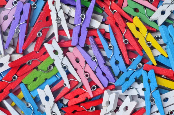 Colorful wooden clothespin on white background. — Stock Photo, Image