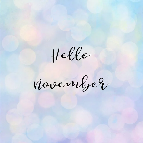 Hej November text med bokeh ljus — Stockfoto