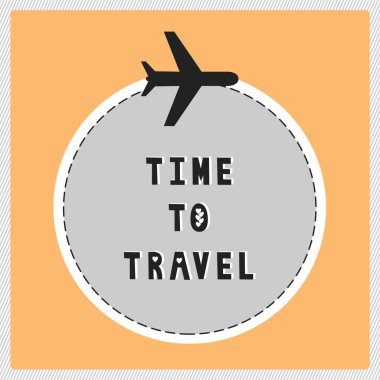 Metin turuncu arka plan üzerinde seyahat için zaman