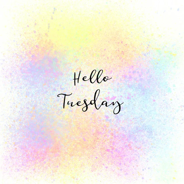 Hello Tuesday on coloring spray paint fon — стоковое фото