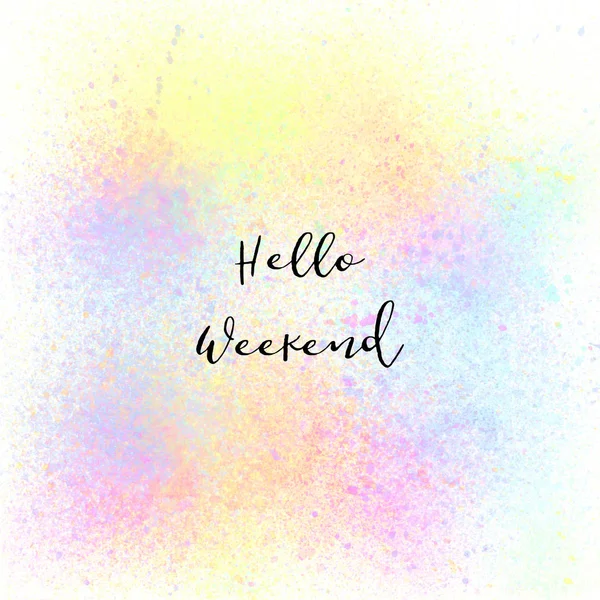 Hello Weekend на цветном фоне аэрозольной краски — стоковое фото