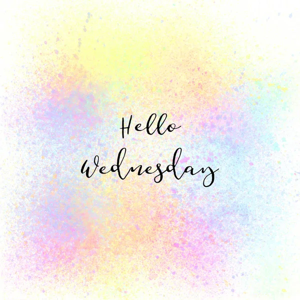 Hello Wednesday on colorful spray paint background — Stock Photo, Image