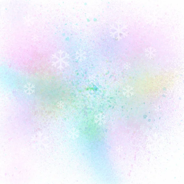 Beyaz arka plan üzerinde renkli sprey boya ile kar taneleri — Stok fotoğraf
