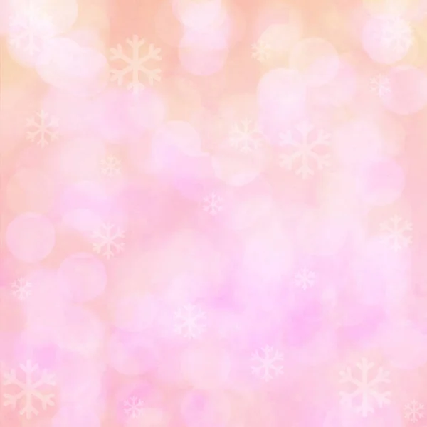 Snowflakes and bokeh light on pastel watercolor background — Stock Photo, Image