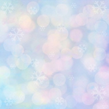 Kar taneleri ve pastel suluboya arka plan ışığını bokeh