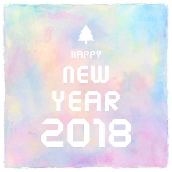 Šťastný nový rok 2018 blahopřání na pastelové akvarel zázemí — Stock fotografie