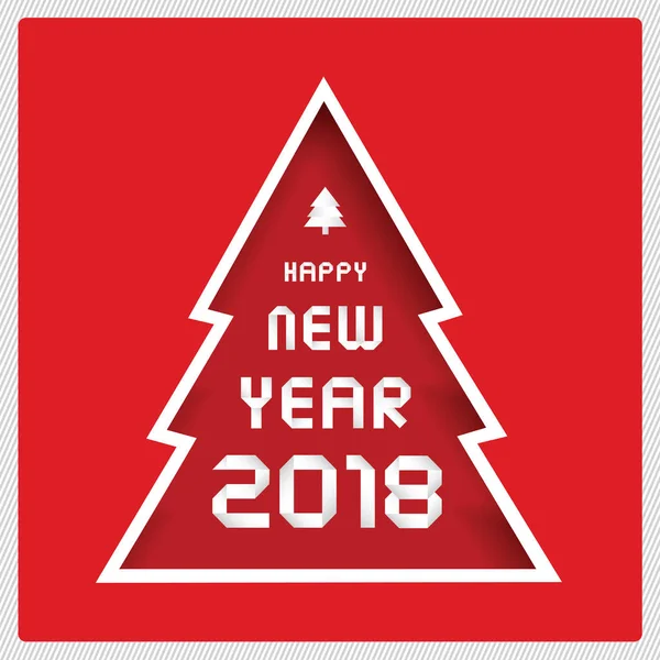Feliz año nuevo 2018 con árbol de Navidad — Vector de stock