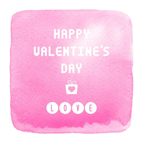 Happy Valentine s day on pink watercolor background — Stock Photo, Image