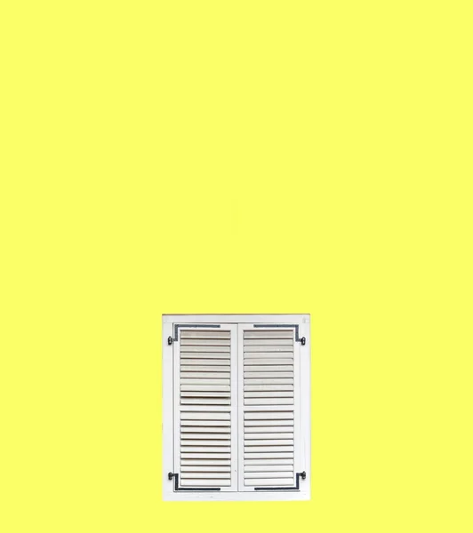 White window on yellow wall — Stock Photo, Image