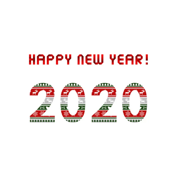 Bonne année 2020 carte de vœux avec motif de Noël — Image vectorielle