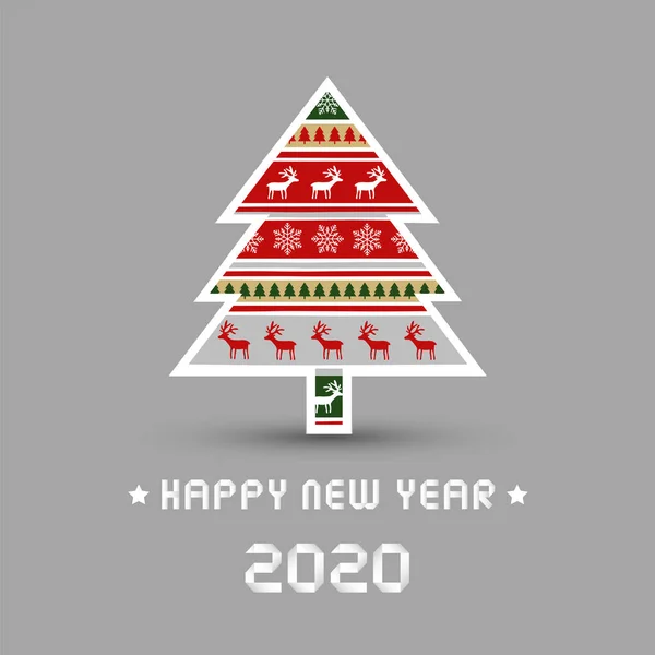 Bonne année 2020 avec sapin de Noël — Image vectorielle