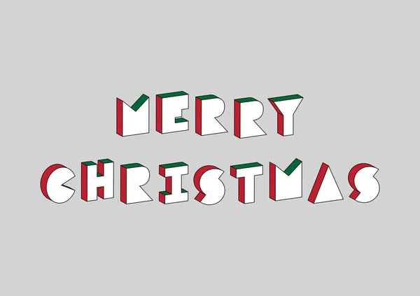 Feliz texto de Navidad con efecto isométrico 3d sobre fondo gris — Vector de stock