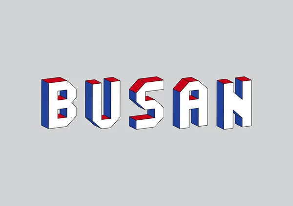 Busan texto con efecto isométrico 3d — Vector de stock