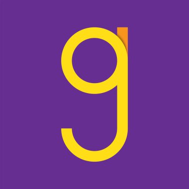 Menekşe arkaplanda sarı ve turuncu G harfi logosu