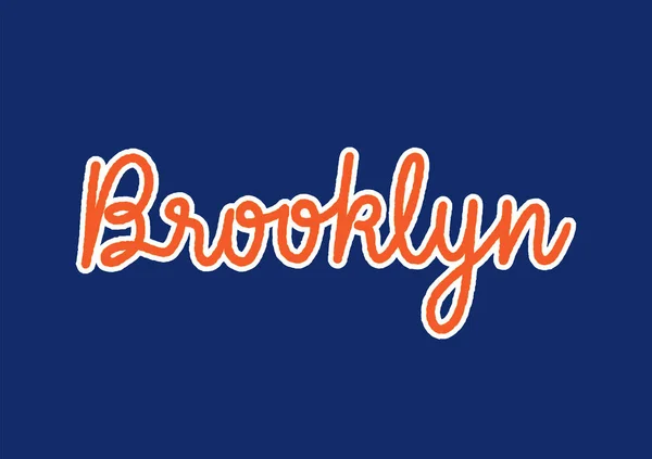 Lettrage à la main Brooklyn aux couleurs orange et blanc — Image vectorielle