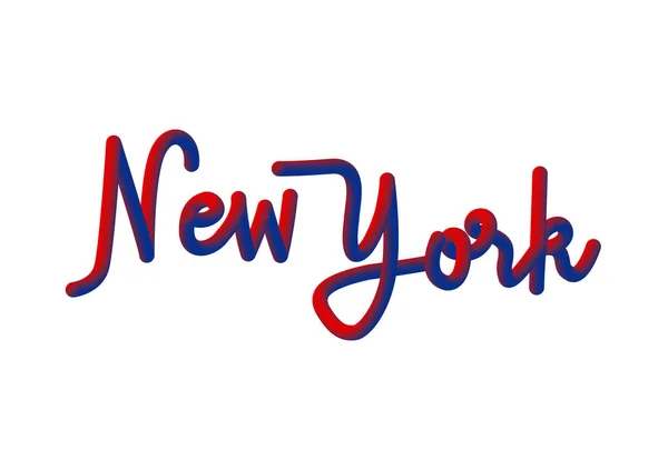 Letras de mano de Nueva York con efecto 3d rojo y azul — Vector de stock