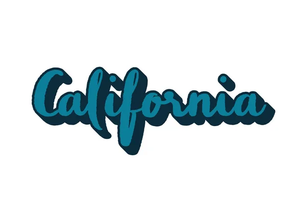 Lettrage à la main Californie avec design de dimension 3D — Image vectorielle