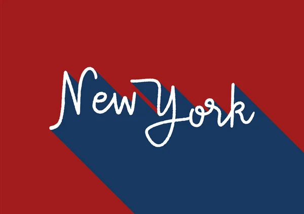 Letras de mano de Nueva York sobre fondo rojo y azul — Vector de stock
