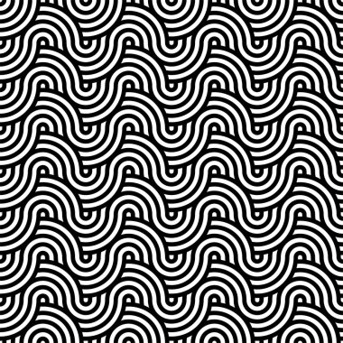 Dalgalı çizgiler deseni ile siyah ve beyaz soyut arka plan