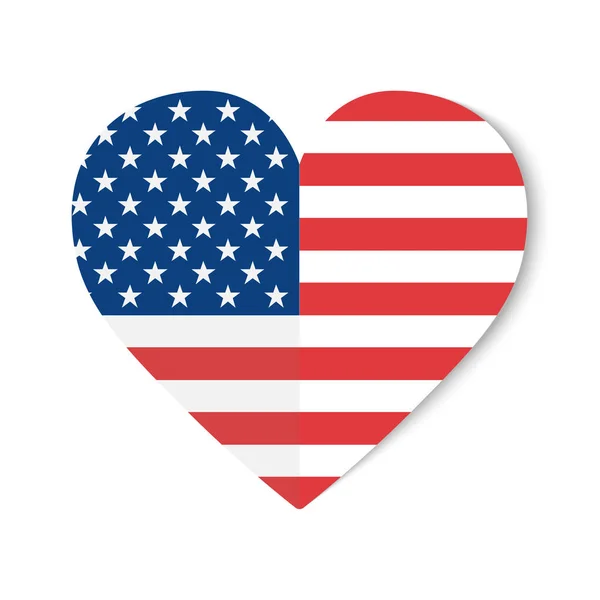 USA flag with origami style on heart background — Stock Vector