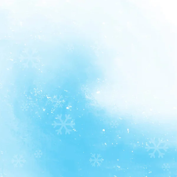 Płatki śniegu z niebieską farbą akwarelową — Wektor stockowy