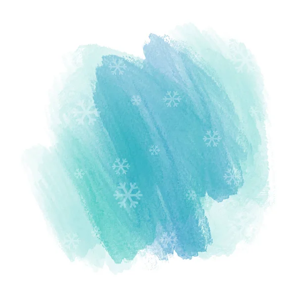 Flocons de neige avec aquarelle de peinture bleue et verte — Image vectorielle