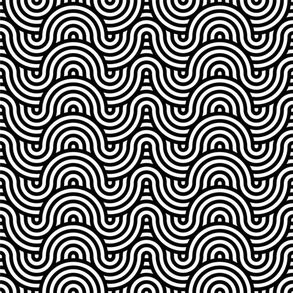 Abstrakt bakgrund i svart och vitt med våglinjer mönster — Stock vektor