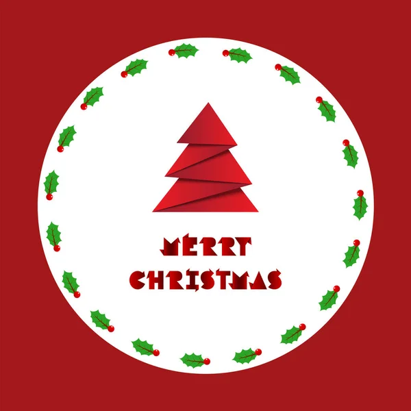 Χριστουγεννιάτικο δέντρο με Καλά Χριστούγεννα origami χαρτί — Διανυσματικό Αρχείο