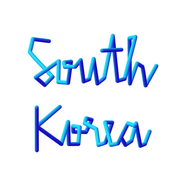 South Korea hand lettering with blue 3d effect — 图库矢量图片