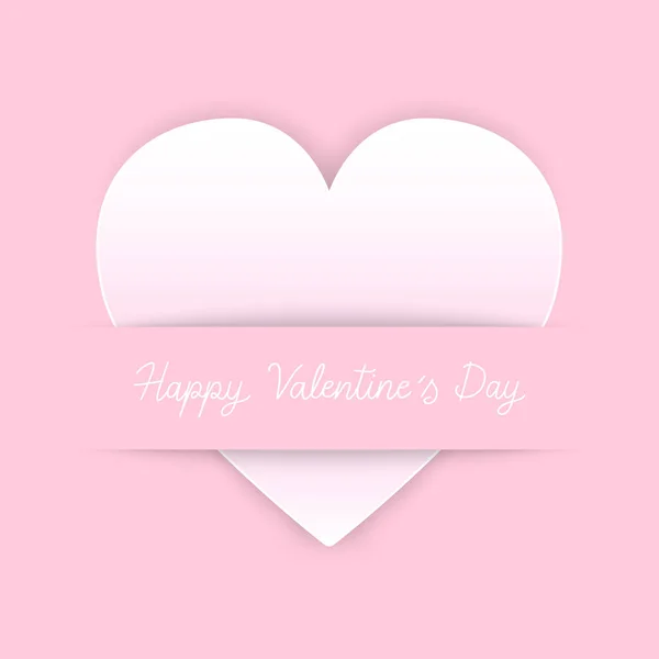 Szczęśliwych Walentynek ręka literowanie z ikoną serca na różowy worek — Wektor stockowy