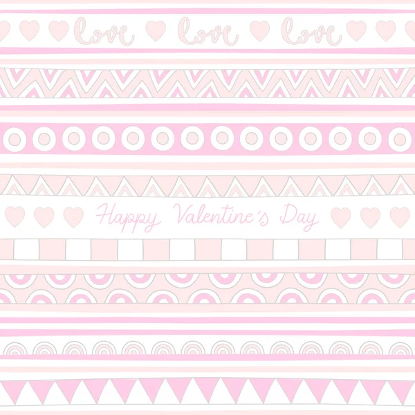 Feliz día de San Valentín letras de la mano con pastel sin costuras backgr — Vector de stock