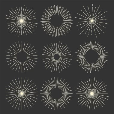 Vintage güneş patlaması şekilleri koleksiyonu