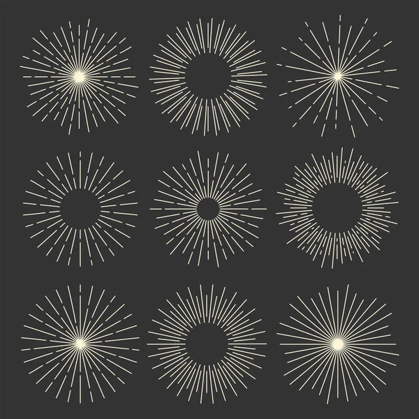 Colección de formas vintage sunburst — Vector de stock