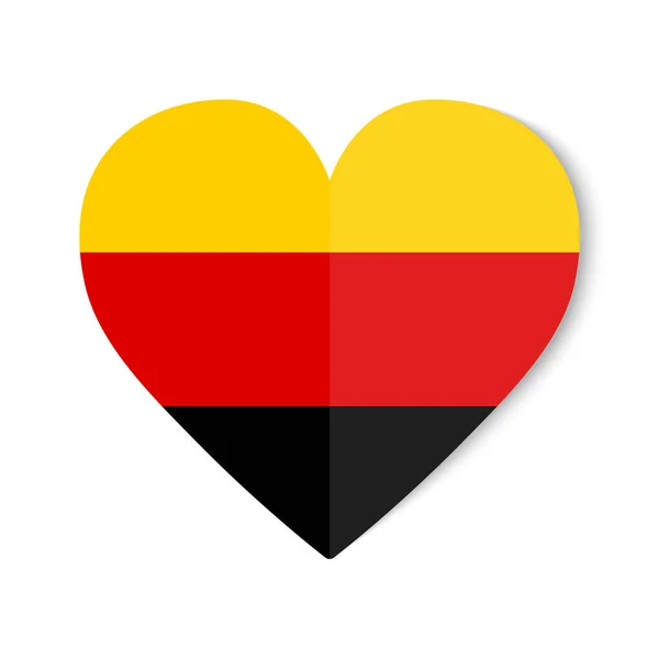 Kalp arka planında origami tarzıyla Almanya bayrağı — Stok Vektör