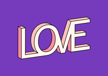 3d izometrik efektli aşk metni