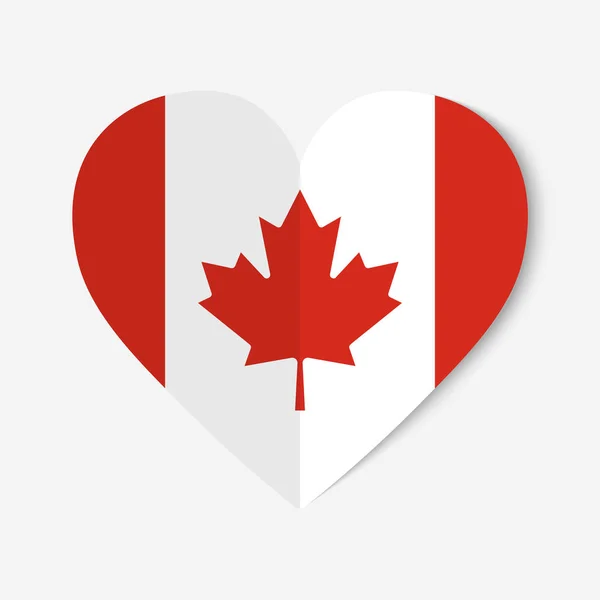 Kalp arka planında origami tarzı Kanada bayrağı — Stok Vektör