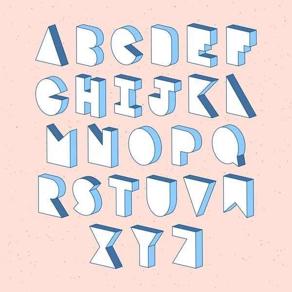 Alfabet letters met 3d isometrische effect — Stockvector