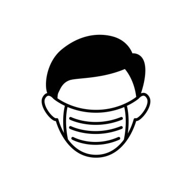 Hava kirliliği kavramında tıbbi maske ikonu olan adam