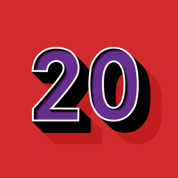 Logotipo número 20 no fundo vermelho — Vetor de Stock