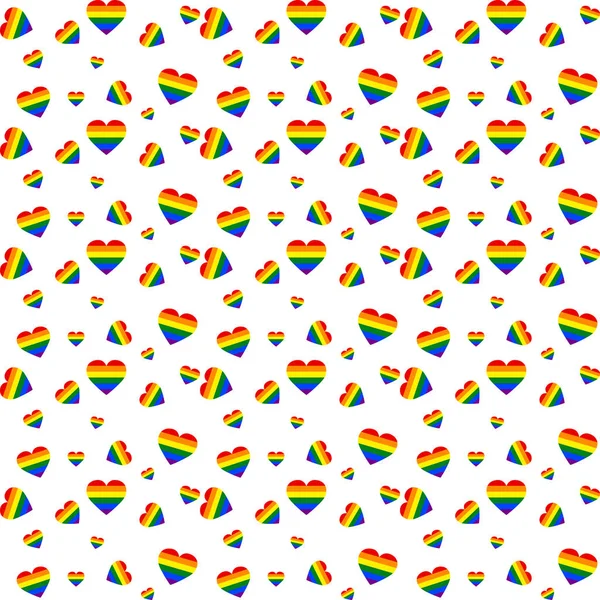 Bandera de orgullo LGBT o bandera de orgullo arco iris con patrón de corazón — Vector de stock