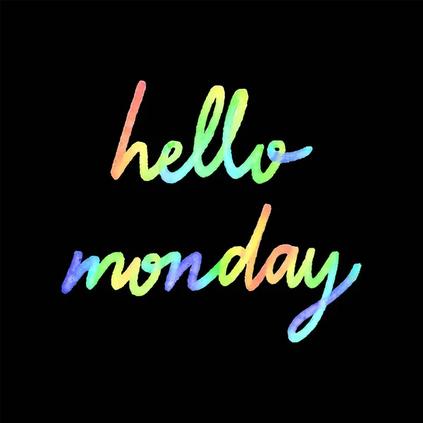Hello Monday hand drawn lettering with colorful texture — 스톡 벡터