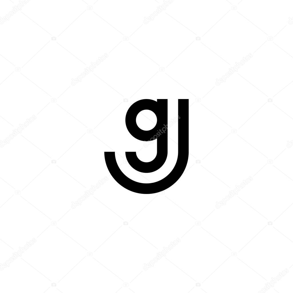 Black and white letter gJ Jg g J oJ Joinitial logo icon. Modern typography design template elements