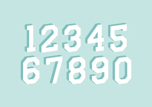 Ensemble de nombres avec effet isométrique 3d — Image vectorielle
