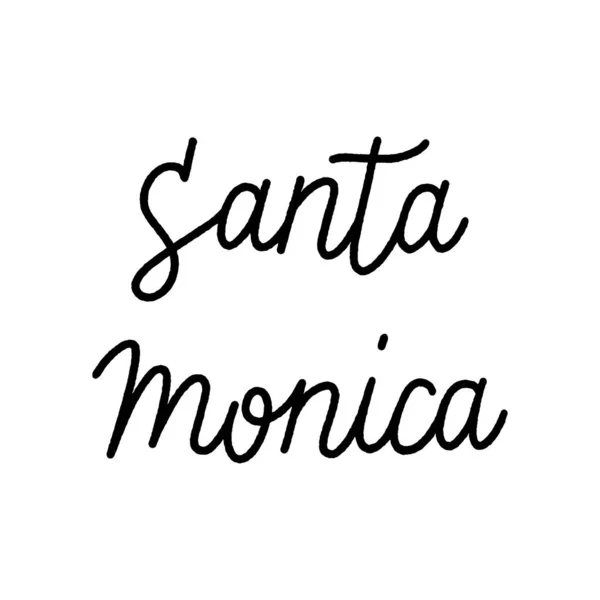 Lettrage Main Santa Monica Sur Fond Blanc — Image vectorielle