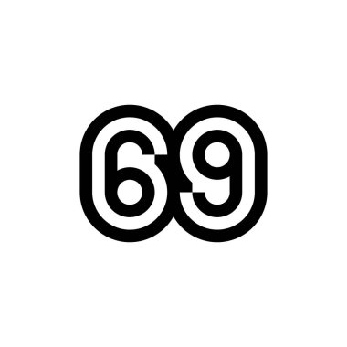 Web sitesi için 69 numaralı vektör simgesi tasarımı, bilgi, broşür, kapak, kutlama etkinliği, davet, selamlama, web şablonu.