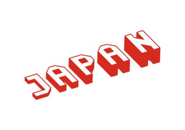 3d izometrik efektli Japonya metni.