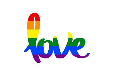 LGBT gökkuşağı desenli aşk el yazısı.