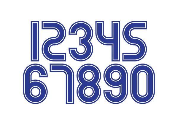 Conjunto Números Com Elementos Desenho Tipográfico Azul Branco — Vetor de Stock