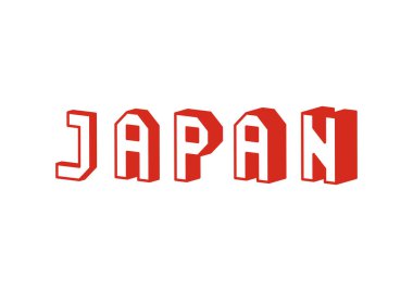 3d izometrik efektli Japonya metni.