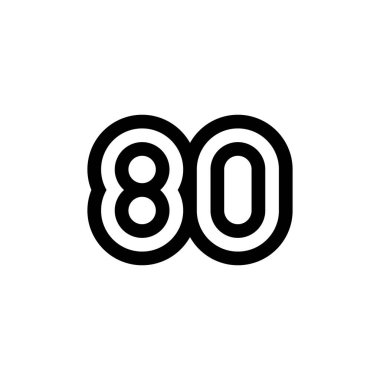 Web sitesi, bilgi, broşür, kapak, kutlama etkinliği, davet, selamlama, web şablonu için 80 numaralı vektör simgesi tasarımı.
